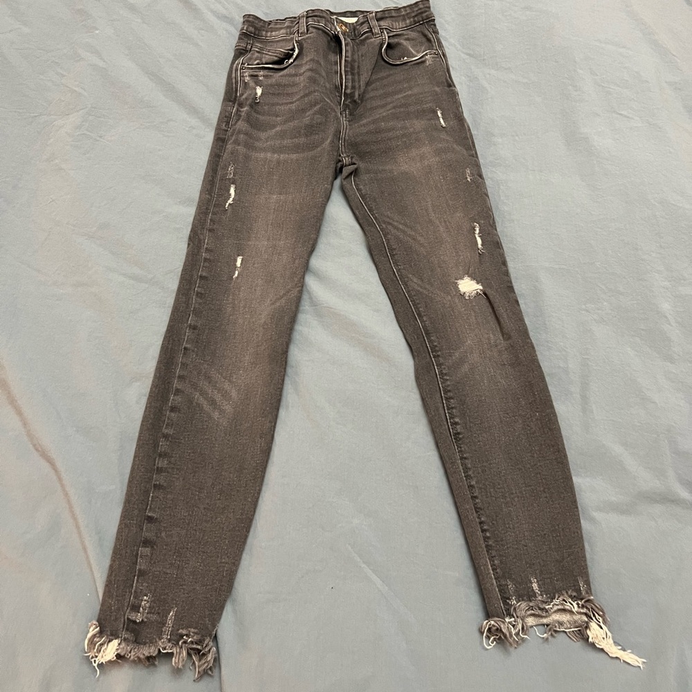 Zara Black Wash Ripped Skinny Jeans